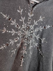 Timberlea Vintage Gray Snowflake Winter 1/4 Zip Sweater Medium Retro 1990s Cozy