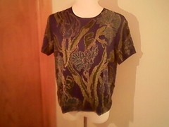 Vintage Cardell women’s blue top with multi – color beads, 16, polyester shell