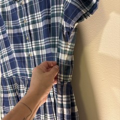 JG Hook Blue Plaid Midi Dress Size 14 Short Sleeve Button Front With Pockets