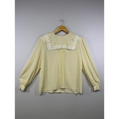 Cottagecore Sonya Ratay for San Andre Womens 14 Cream Lace Sailor Collar Blouse