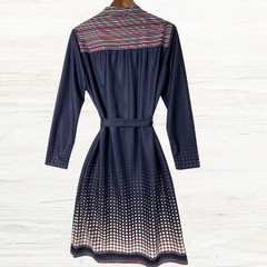 Lady Carol New York Shirtwaist Dress Belted Navy Red White Vintage Secretary 70s