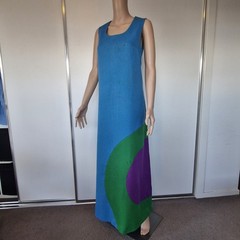 Vintage 1970s Bold Mod Color-Block Wool Maxi Dress – Blue, Green & Purple