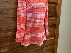 Vintage Red White Check Long Sleeve Micro Mini Dress Mid Mod Medium