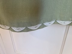 Vintage Classic 60s A-line green cream Embroidered linen? sleeveless dress Small