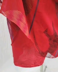 Vintage Miss Elliette Red Blouson Dress w Sheer Overlay & Tie Belt Size 12