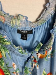 Torrid Maxi Blue Floral Apple Design Fabric Dress Women Lined Long Dress Sz 2