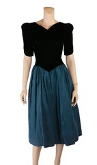 Jessica McClintock Gunne Sax Vintage 80s Black &Teal Prom Party Dress sz 5/6