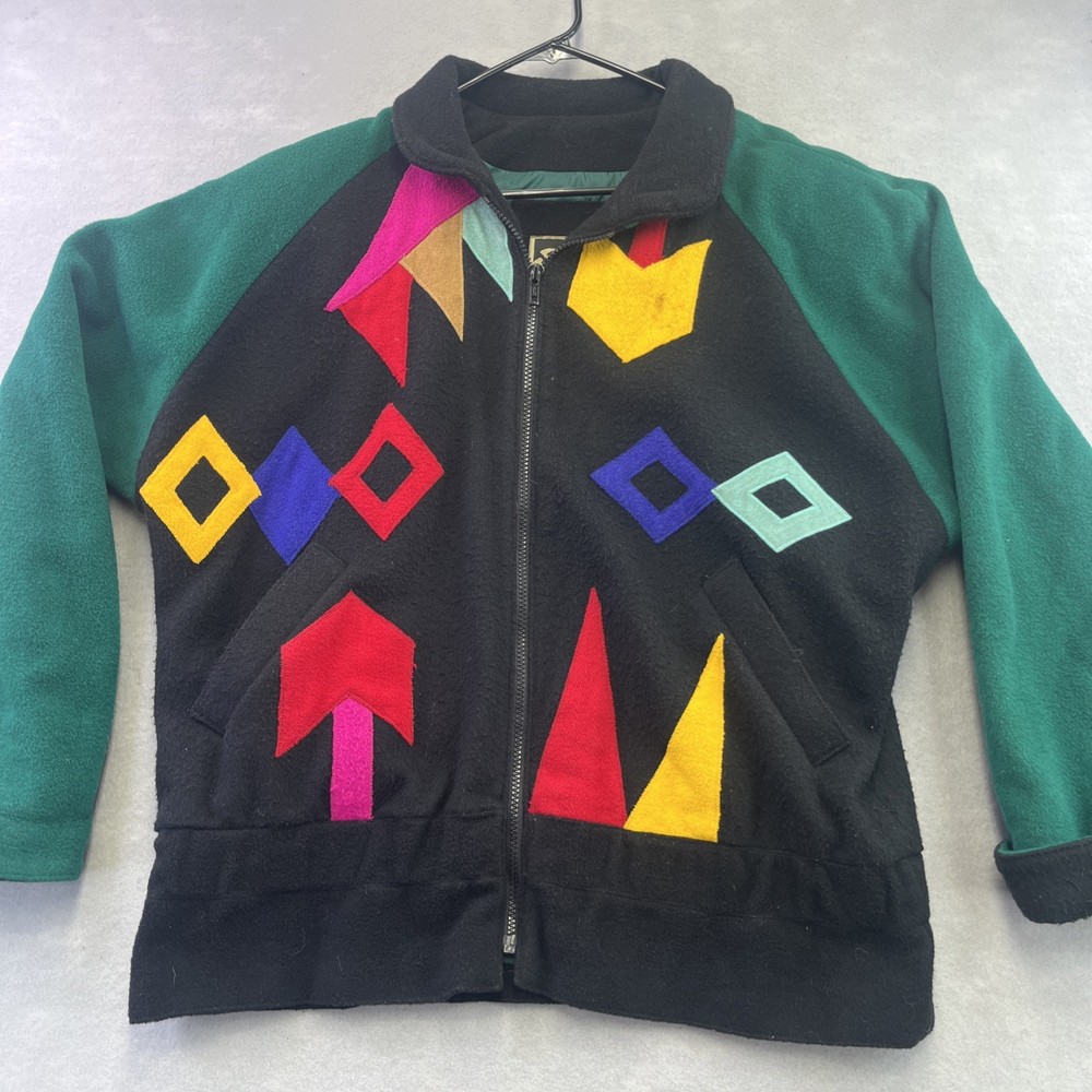 Braetan Womens Coat Color Block Design Wool Blend Jacket Medium Vintage