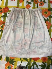 Vintage Ivory Half Slip 18.5 Inches Elastic Waist Floral Detail