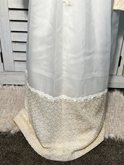 Vintage 1960s Warm Ivory High Neck Wedding Dress Custom Made Size 6/8 W/bag