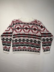 90s ARIELLE Knit Sweater Aztec Long Sleeve Women’s S Mock Neck Vintage