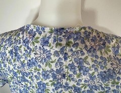 VTG 40s Day Dress White W/Blue Pink Floral Print 100% Cotton 36 Waist (Many Flaw
