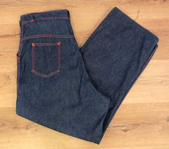 VTG Womens 50s Denim Side Zip High Waist Jeans Sz 37″ To 38″ 1950s Bilt Well