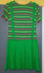 VTG 60s 70’s DRESS MINI JUMPER STRIPED KNIT POLY GREEN XS/S MOD GOGO GROOVY
