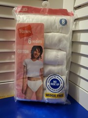 VTG Hanes Her Way White Cotton Hi-Cut Panties Size 8 6 Pack NOS Sealed 2000s