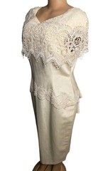 Vtg 80s Cachet by Bari Protas Formal Fitted Column Dress Women 13/14 Dallas Glam