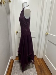 VTG Masquerade Plum Purple Gown Sequin Embroidered Halter Dress Prom Formal 9/10