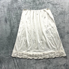 Vintage Slip Skirt Silky Lace Ivory Midi Medium 27/29 Sears 23in