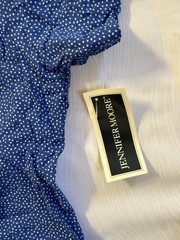Vintage Jennifer Moore Blue Polka Dot Milkmaid Shirt Dress L Deadstock 90s