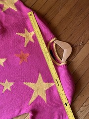 Vintage 90s Pink Stars Sweater Lizwear Liz Claiborne Knit Ramie Cotton M