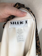 STUNNING NWT VTG STUDIO I New York Beige Bolero Button-Up Leopard Scarf Dress 12