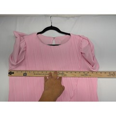 Cue Fashions Pink Pleated Overlay Shift Dress Vintage USA Made Size 18.5 Pastel