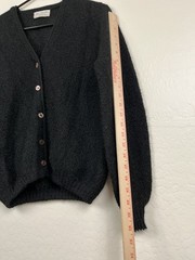 Vintage 1950s British Vogue The Golfer Mohair Cardigan Womens Black Preppy VTG