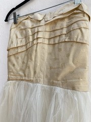 Vintage 50s S Strapless cotillion party Prom dress long Ivory Tulle
