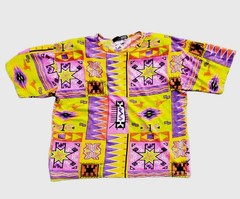 Vintage 1990s Hobnob Southwest Totem Aztec Crazy Colorful T-Shirt ~ Womens Small