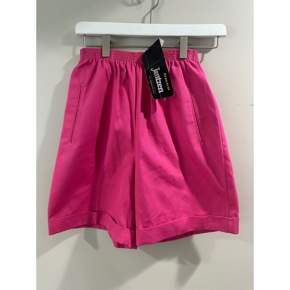 Vintage Jantzen Pink Deadstock Elastic retro Waist Cuffed Shorts Size 10