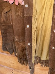 VTG Rare Simco Leather Fringe Hippie Boho Pioneer Jacket 60s 70s Brown Western