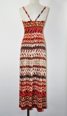 60s Vintage Red Orange Striped Bullet Bra Strapless Beach Cover Up Maxi Dress S
