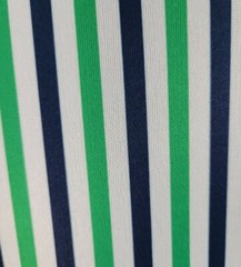 Vintage Dress with Green/Navy/White Striped Bodice and Blue Skirt Size 14
