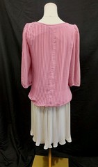 80s Vintage Dress Lizzy & Johnny Lucero Crystal Pleat Drop Waist Pink White 5/6