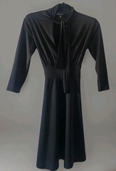 Vintage Y2K Bebe Dress Gothic Black with Tie Neck & Back. Size XS