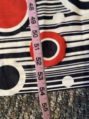 Vtg Mod Geometric Print Maxi Dress Red White & Blue 60s 70s Retro Hostess Op Art
