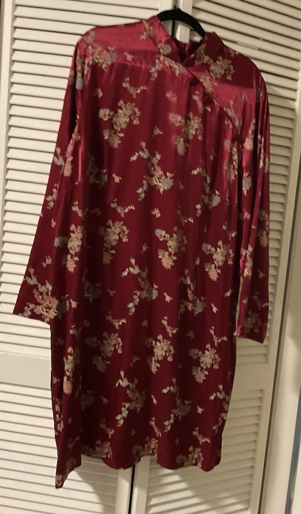 Plus Size Vintage Size 26 Maroon Asian Style Dress By Cimmaron
