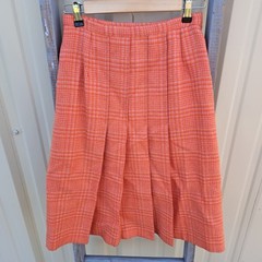 Vintage Wool Pleated Orange Preppy School Girl Skirt Size 0/2 XS 1950’s 60’s