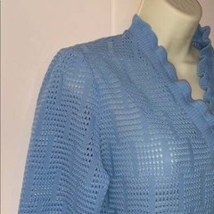 Vtg 60s Cintura baby blue polyester knit top
