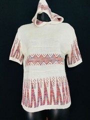 Vintage shirt lot, 1970 1980 deadstock sweater vest white teal red hood top L