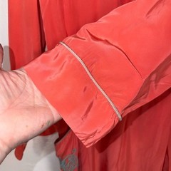 Vintage Lyn Delle Coral Lounge Robe Maxi Embroidered Pocket Boudoir USA