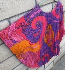 Pleated Caftan Top Colorful Psychedelic Hippie Mod Tiki Aloha 60s 70s Vintage