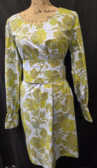 Vintage 70s Hippy Blue Green Floral Midi Dress with Wide Belt Size M/L