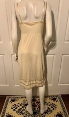 Vintage 1970s Soft Pink/Beige Nylon Full Slip Lace Trim Sz S