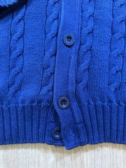 vintage 90’s BENETTON cardigan STRANGER THINGS blue COTTON cable knit ITALY prep