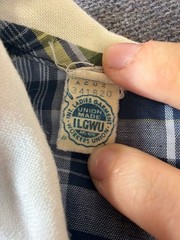 Vintage 1960s ILGWU Union Made Blue Plaid Sleeveless Dress with White Peter Pan