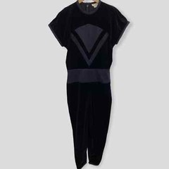 Vintage Gianni Versace for Genny Black Velvet Futuristic Jumpsuit