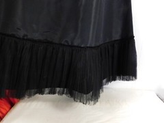 1950s -60s Era Black Taffeta & Ruffled Tulle Crinolin Skirt