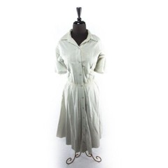 Vintage 1960’s George Georgiou II Slate Blue Cotton Dress L Made In Cyprus 100%