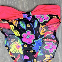 Vtg 90’s HOBIE Neon Notch Bandeau Bikini Top & Bottom Sz 5/6 Small MADE IN USA